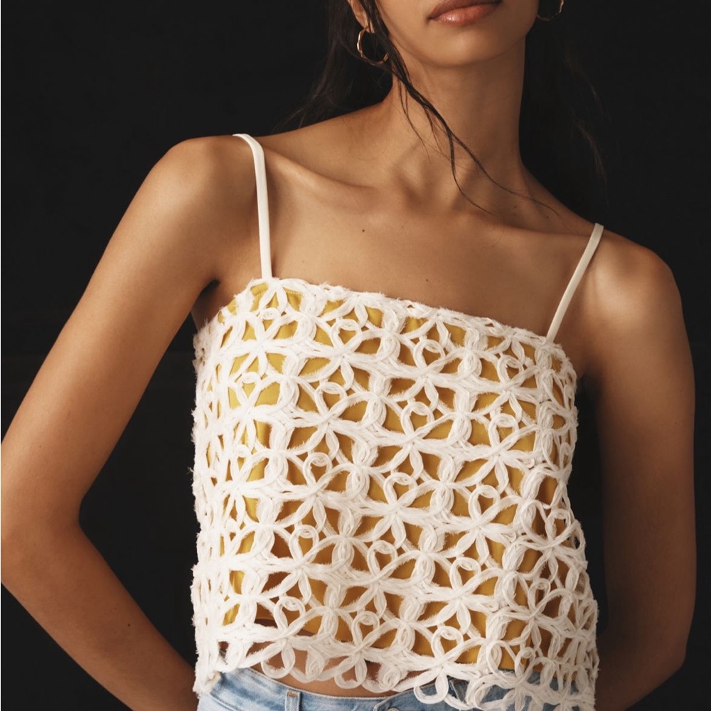 White Crochet Women Top